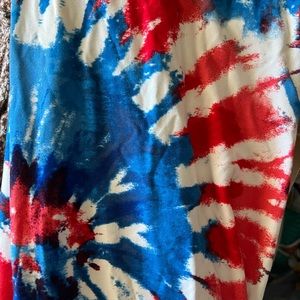 LuLaRoe TC Leggings in Red, White and Blue tie dye print